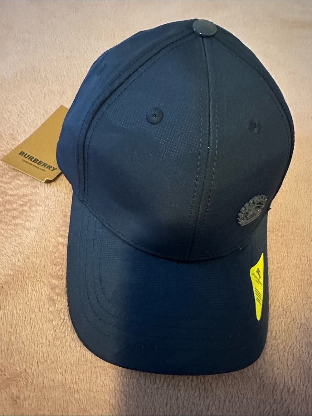 Burberry Men's Dark Navy Baseball Cap with Logo Plaque